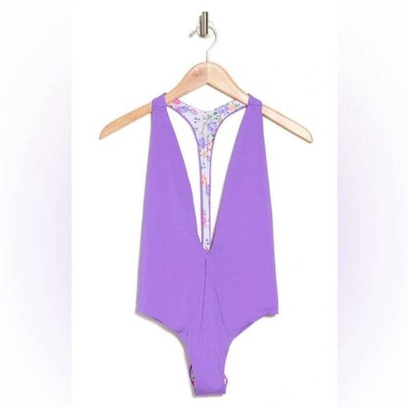 Maaji NWT Dunes Nude Tiky Reversible One-Piece Swimsuit in purple size L - Picture 2 of 6
